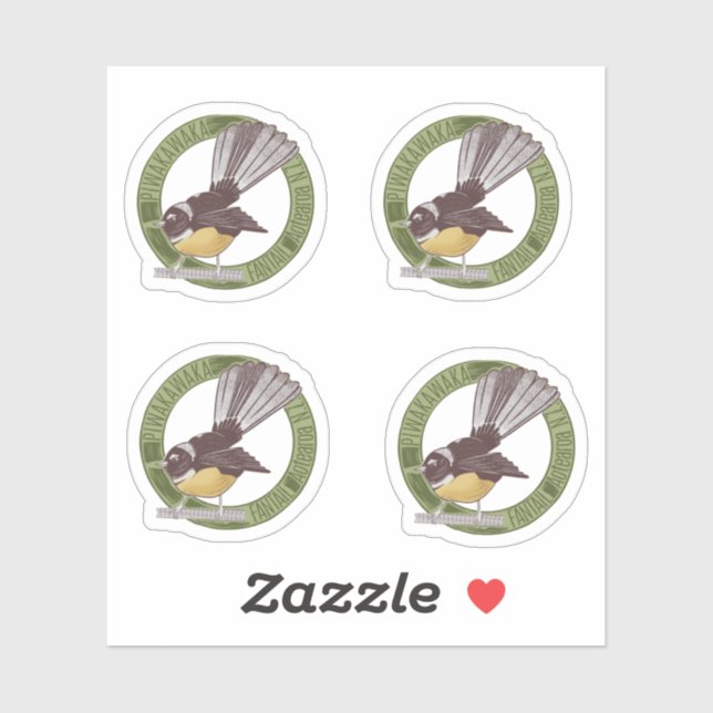 Sticker Fantal NZ Oiseau Natif Nouvelle-Zélande Aotearoa N (Feuille)