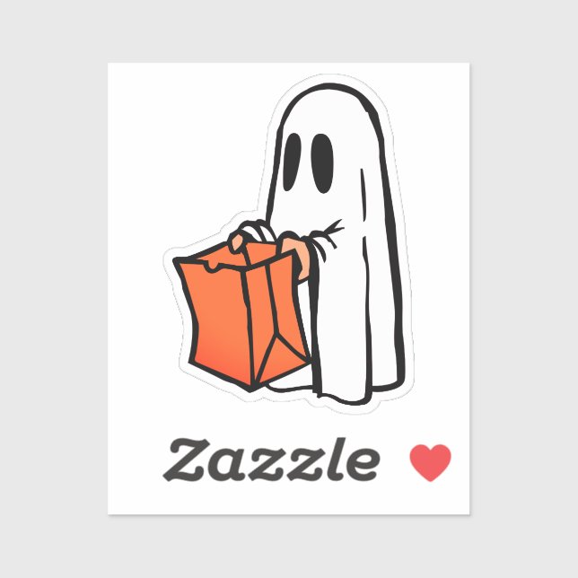 Sticker Fantôme avec sac à coller ou traitement de l'Hallo (Feuille)