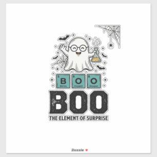 Sticker Fantôme d'Halloween Boo Science Drôle Vintage_1