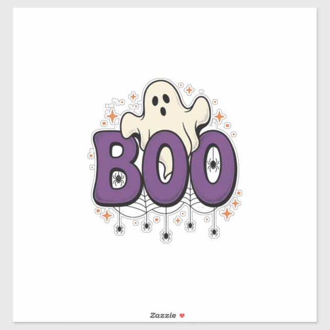 Sticker Fantôme d'Halloween Rigolo Araignée Vintage_1 (Feuille)