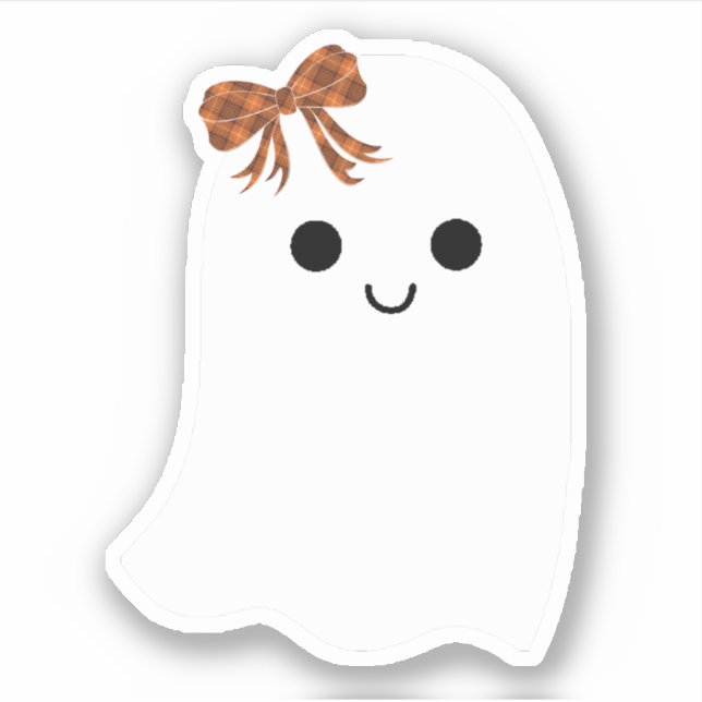 Sticker Fantôme fille mignonne avec Halloween en cul plaid (Devant)