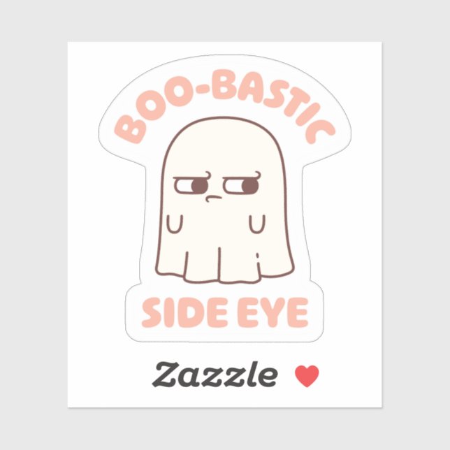 Sticker Fantôme mignon BooBastic coup d'oeil drôle (Feuille)