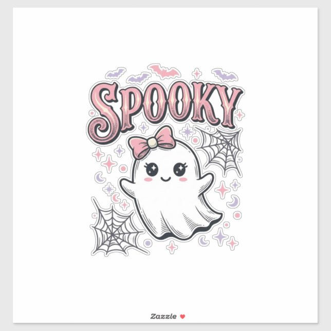 Sticker Fantôme Mignon Effrayant Design de Chemise Hallowe (Feuille)