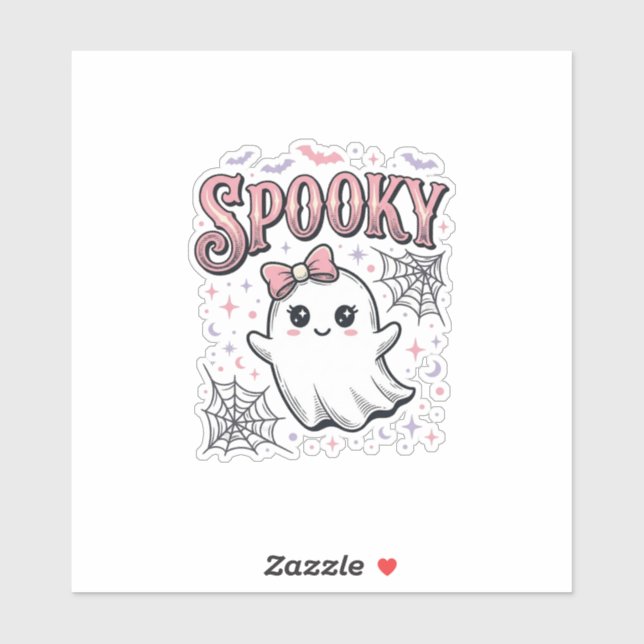 Sticker Fantôme Mignon Effrayant Design de Chemise Hallowe (Feuille)