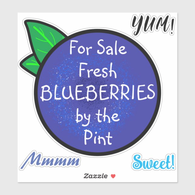 Sticker Farmers Marché texte personnalisable Blueberry Sig (Feuille)