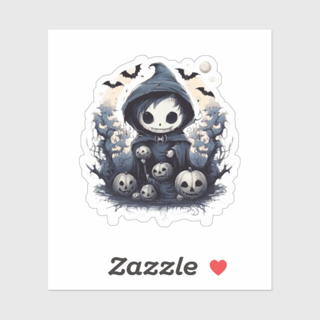 Sticker Faucheur Chibi encapuchonné Halloween - Fantaisie  (Feuille)