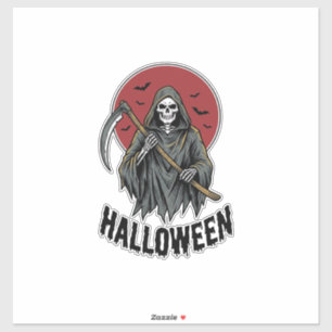 Sticker Faucheuse Halloween Gravure Vintage Art_1