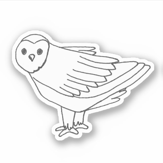 Sticker Faune dessinée à la main Nature Oiseau Chouette ne (Devant)