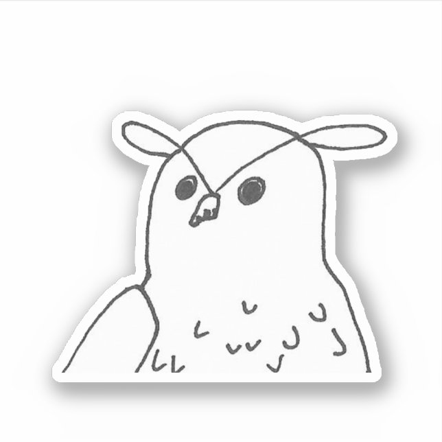 Sticker Faune dessinée à la main Oiseau Oiseau Chouette Ai (Devant)