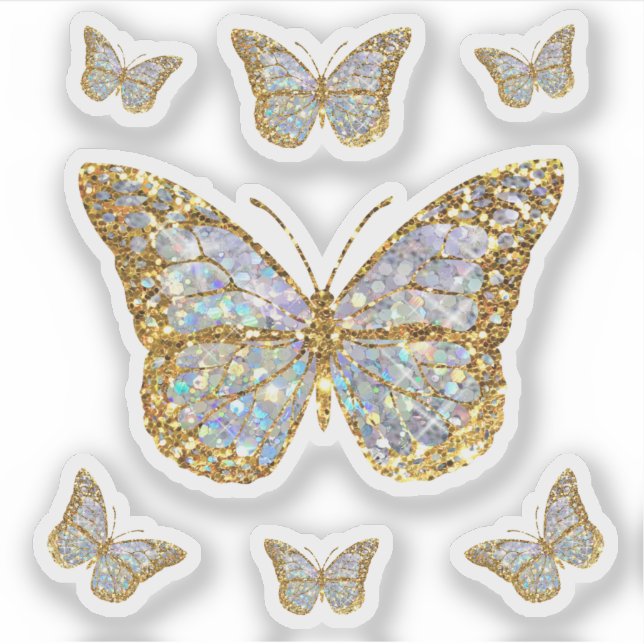 Sticker fausse parties scintillant petit papillon autocoll (Devant)