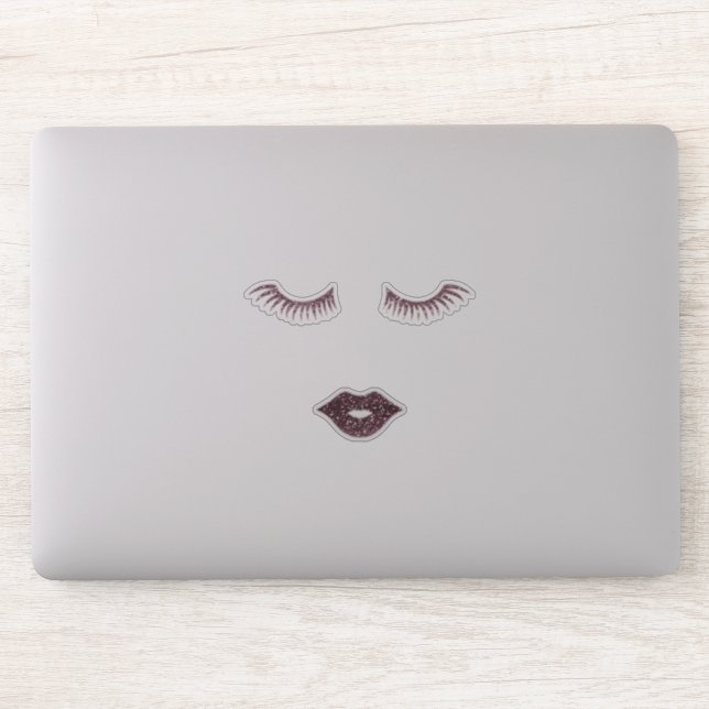 Sticker Faux cils et lèvres scintillants pour fille mignon (Ordinateur)