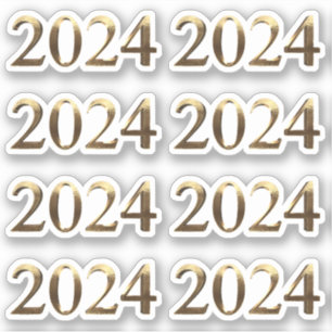 Sticker Faux Gold Année Numéro Bonne Année 2024