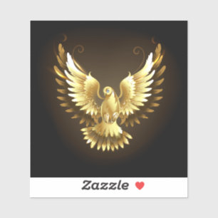 Sticker Faux Gold Foil Peace Dove en noir