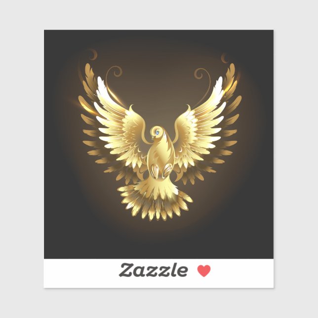 Sticker Faux Gold Foil Peace Dove en noir (Feuille)