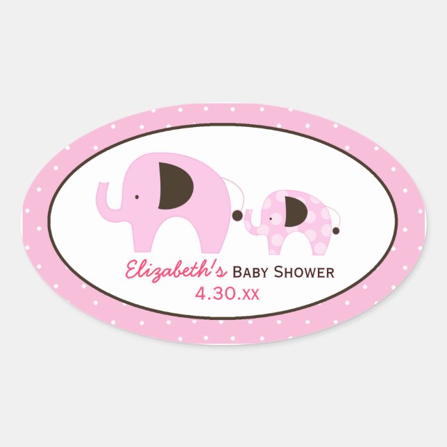 Sticker Faveur Ovale Personnalisé Dottie Elephant  (Devant)