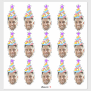 Sticker Faveurs d'anniversaire personnalisées avec visage