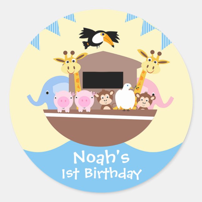 Sticker Favor Anniversaire Noah's Ark (Devant)