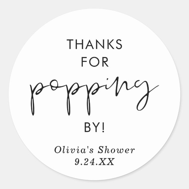 Sticker Favor Boho Popcorn, Merci pour Popping By (Devant)