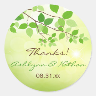Sticker Favor de mariage 1,5" Rond Leafy Branches