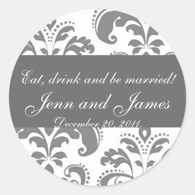 Sticker Favor de mariage Mangez, buvez et soyez ma (Devant)