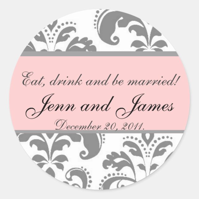Sticker Favor de mariage Mangez, buvez et soyez ma (Devant)