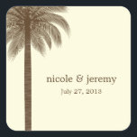 Sticker Favor Palm Beach Wedding - Brown<br><div class="desc">Magnifique et pleine de charme tropical,  cette collection moderne de mariages Palm Beach par berryberrysweet.com balayera vos invités de leurs pieds. N'hésitez pas à nous contacter pour des couleurs personnalisées.</div>