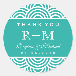 Sticker Favor Turquoise Blue Swirl Circle de maria