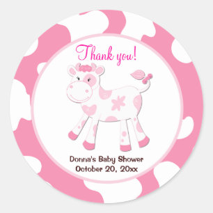 Sticker Favori Rond Vache - Rose