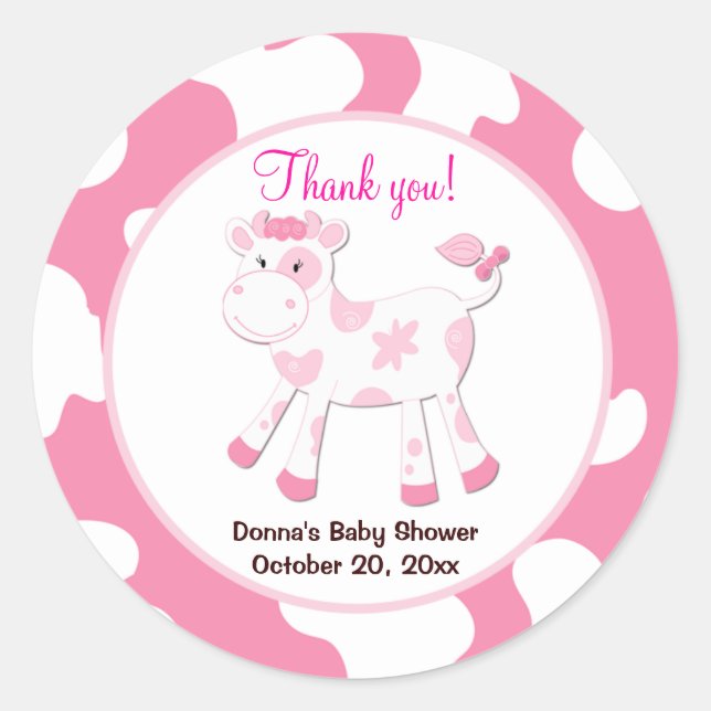 Sticker Favori Rond Vache - Rose (Devant)