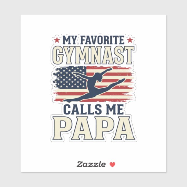 Sticker Favorite Gymnast Calls Me Papa Patriotic Vintage S (Feuille)