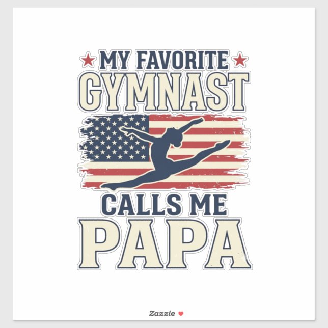Sticker Favorite Gymnast Calls Me Papa Patriotic Vintage S (Feuille)