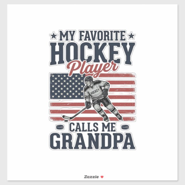 Sticker Favorite Hockey Player Calls Me Grandpa Vintage Sh (Feuille)