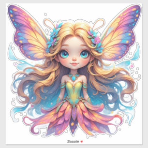 Sticker Fée de fantasy enchanteresse avec des ailes coloré