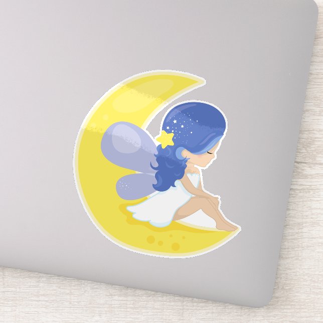 Sticker Fée De Fécule, Fée Mignonne, Fée Sur La Lune (Détail)
