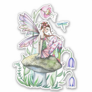 Sticker Fée de fleurs de bienvenue de printemps Fantaisie 