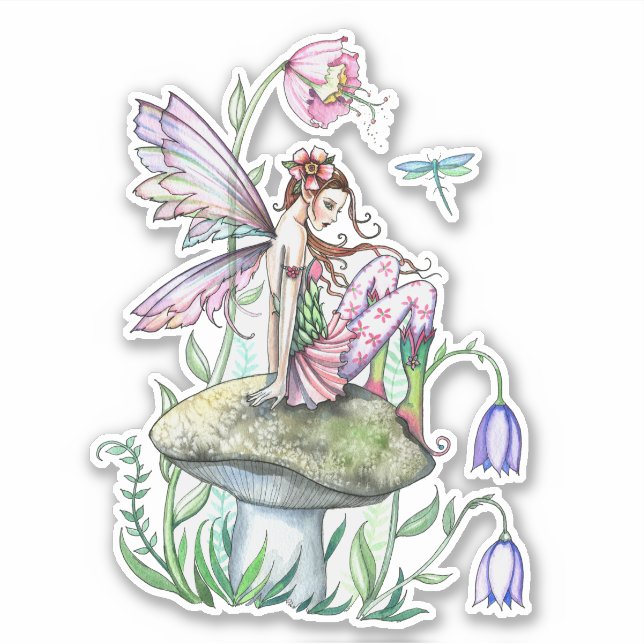 Sticker Fée de fleurs de bienvenue de printemps Fantaisie  (Devant)