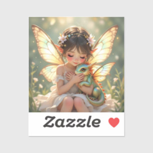 Sticker Fée et Dragon   Chibi Conte de Fées Anime