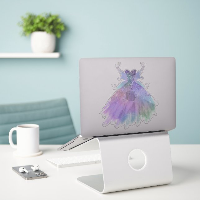 Sticker Fée Ethereal | Rainbow Ombre Pastel Sheen (Ordinateur portable sur le bureau)