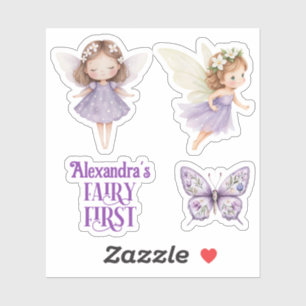 Sticker Fée Violette Premier Cadeau de Fête Personnalisabl