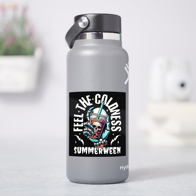 Sticker Feel the Coldness Summerween Skull Iced Bubble Tea (HydroFlask)