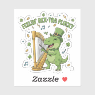Sticker Feelin' Rex-tra Plucky Funny St. Patrick's Day