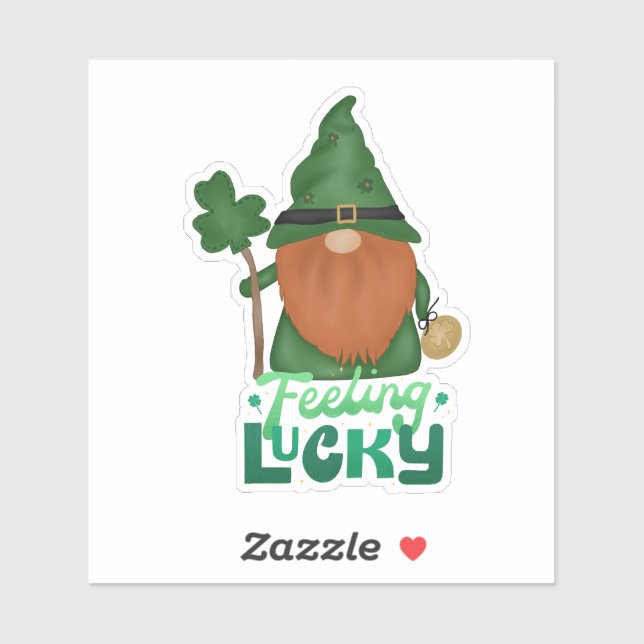 Sticker Feeling Lucky Little Guy Irlandais Saint Patrick's (Feuille)