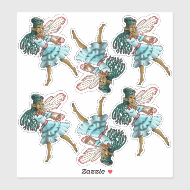 Sticker Fées noires mignons (Feuille)