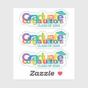 Sticker Félicitations Classe de 20XX Colorful Graduation