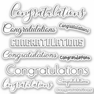 Sticker Félicitations mots seulement   #2 Noir uniquement