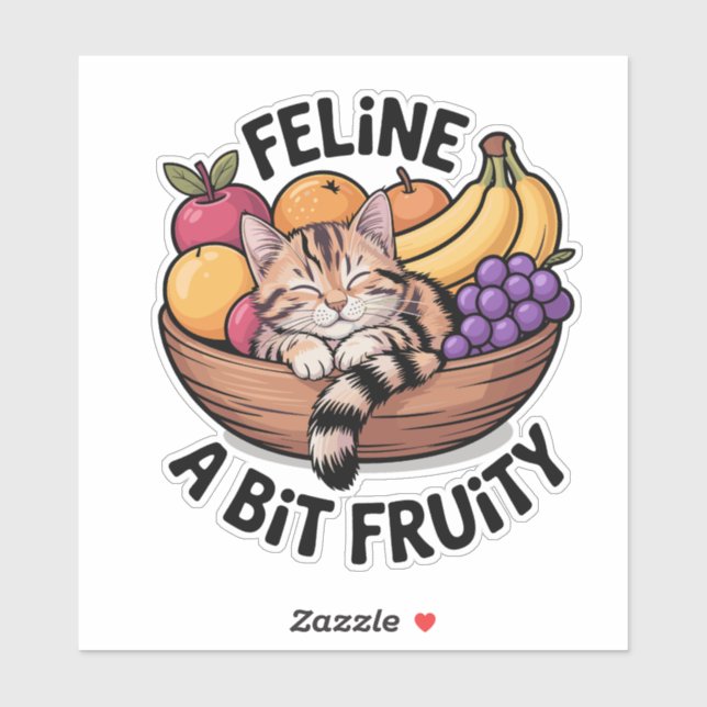 Sticker Félin un peu fruité - Chat cosy (Feuille)