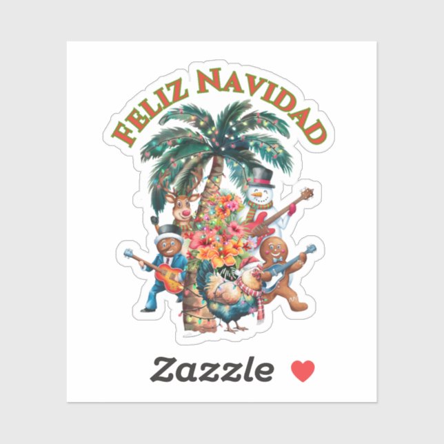 Sticker Feliz Navidad Chicken et la Gang (Feuille)