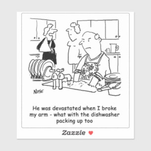 Sticker Femme a Broken Arm L'homme doit laver les plats. D