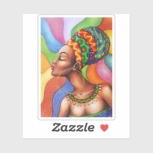 Sticker Femme africaine avec cire tissu traditionnel