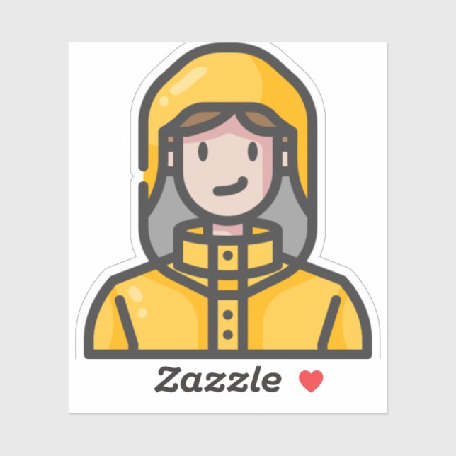 Sticker femme en imperméable (Feuille)